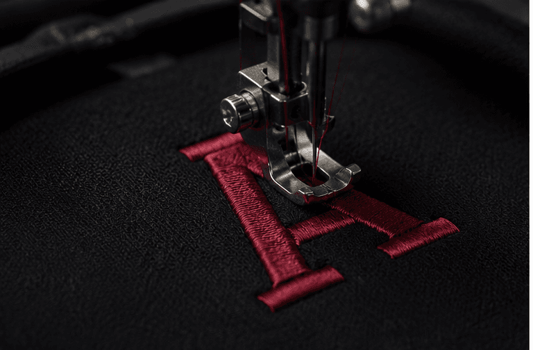 Close up of embroidery stitching