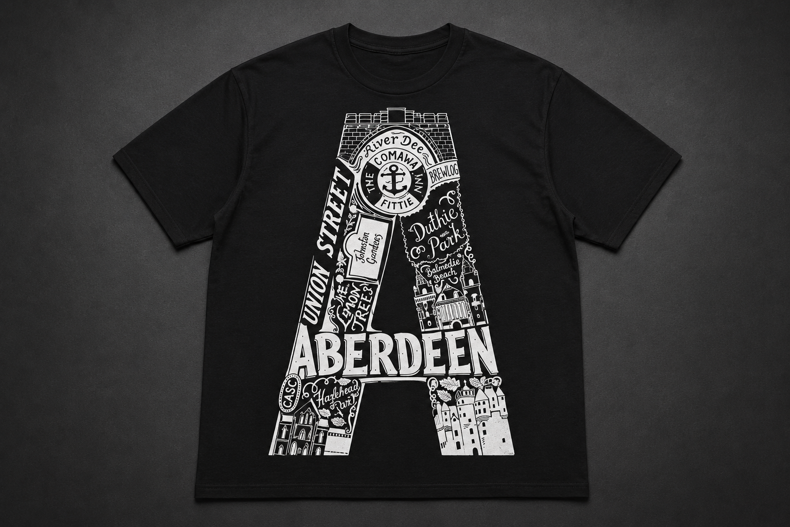 Custom printed black t-shirt
